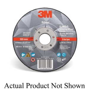 3M™ 7100256472 Type 27 Grinding Wheel, 4-1/2 in Dia Wheel x 1/4 in THK Wheel, 36 Grit, Ceramic Grain Abrasive
