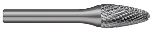 Harvey Tool 707708 Double Cut Round Nose Tree Bur, 0.1250 in Dia Head, 0.50 in Length of Cut, 1.500 in OAL, Double Cut