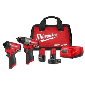 Milwaukee® 3497-22 M12 2-Tool Combination Kit, Tools: Hammer Drill, Impact Driver, 12 V DC, 2.0, 4.0 Ah Battery Li-Ion Battery