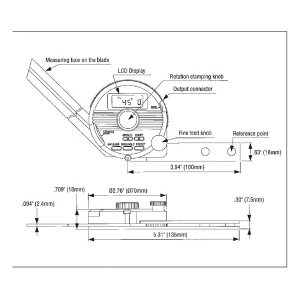 Mitutoyo 187-502 Metric Digital Universal Protractor, -360 to 360 deg Measuring, 300 mm Blade