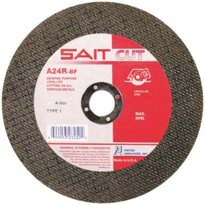 United Abrasives-SAIT 23100 Type 1 Burr Free Portable Saw Cut-Off Wheel, 4-1/2 in Dia x 3/32 in THK, 7/8 in Center Hole, A24R Grit, Aluminum Oxide Abrasive