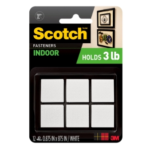 Scotch® 7100112304 RF7020-ALT Fastener, 0.88 in L 0.88 in W, White