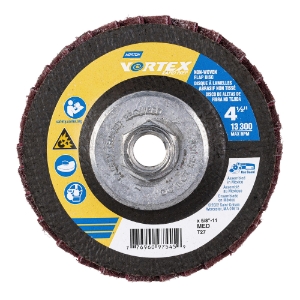 Norton® 77696097545 Non-Woven Flap Disc, 4-1/2 in Dia Disc, 5/8 in Center Hole, Medium Grade, Aluminum Oxide Abrasive, Type 27 Disc