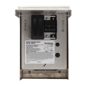 Generac® Power Systems 6377 Manual Transfer Switch, 125/250 V, 30 A, 7500 W Power Rating, 2 Circuits, NEMA 3R Enclosure